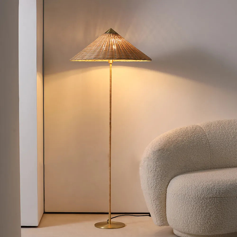 Lampadaire en rotin Design Tynello - vue 4 sur 8