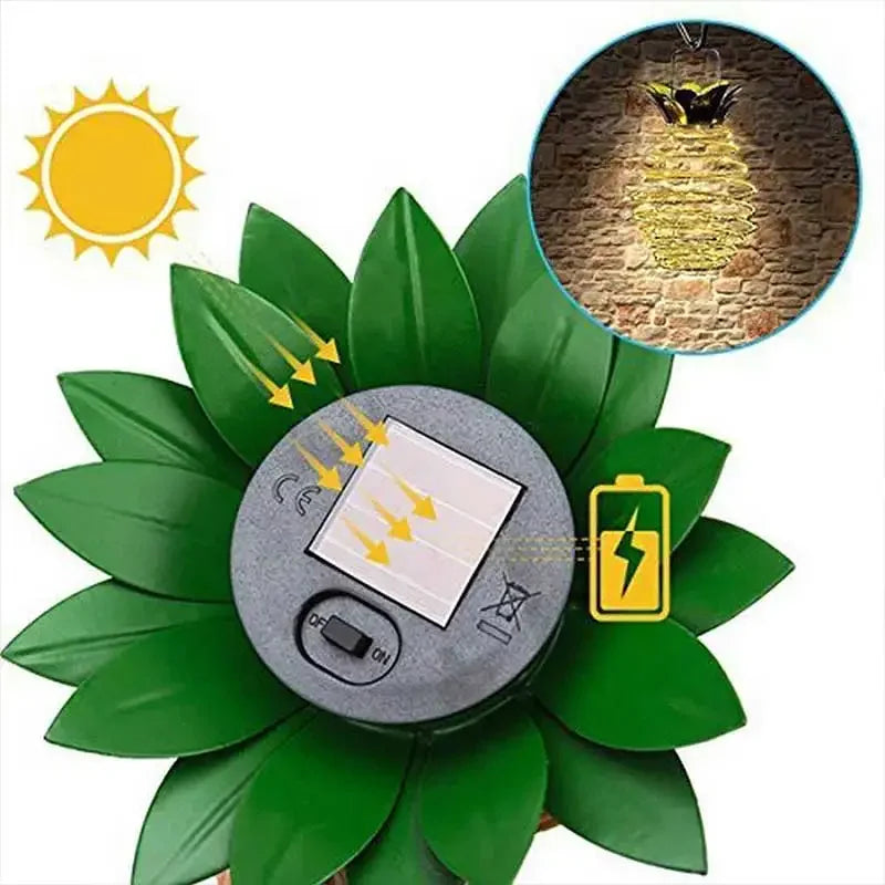 lampe solaire portable ananas 24 led décoration extérieure étanche - vue 4 sur 9