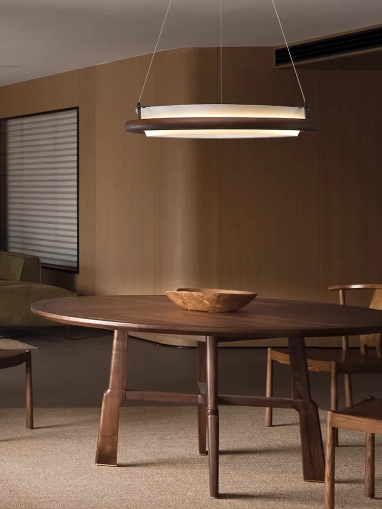 lustre led en bois noir décoration moderne lampes suspendues - vue 5 sur 12