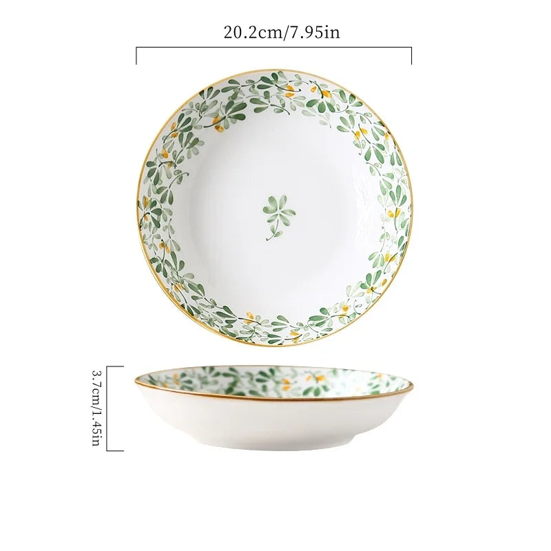 Lot 4 assiettes ceramique motifs floraux 20 cm