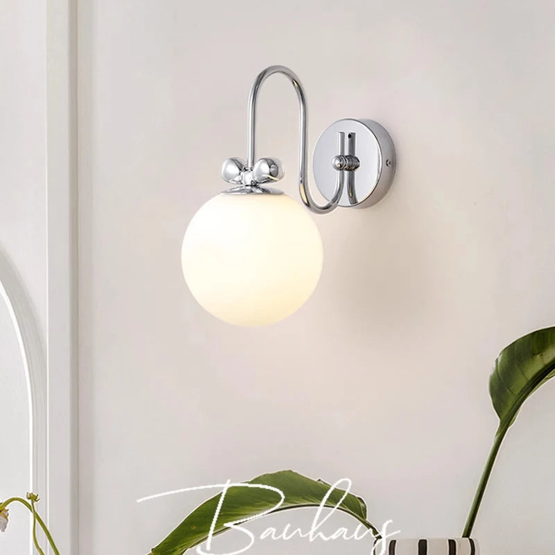 applique murale ronde bauhaus bowknot led chrome - vue 4 sur 7