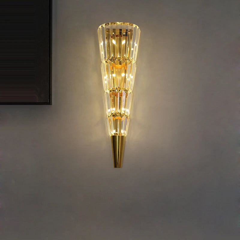 applique murale design en cristal et acier inoxydable doré - vue 6 sur 23