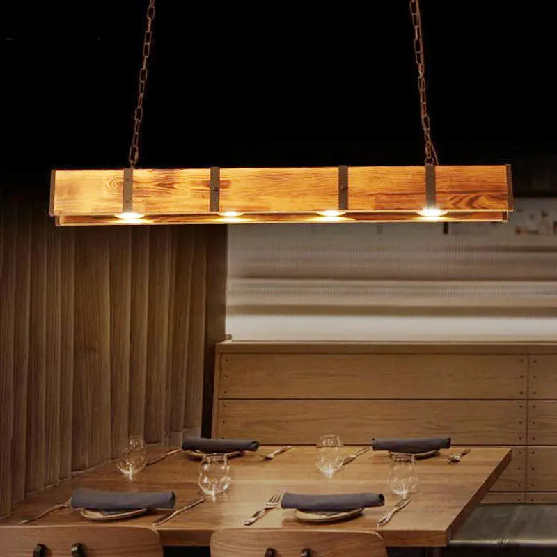 Lustre Vintage américaine en bois salle à manger Bar Table magasin de vêtements de Style industriel éclairage Led - vue 5 sur 7