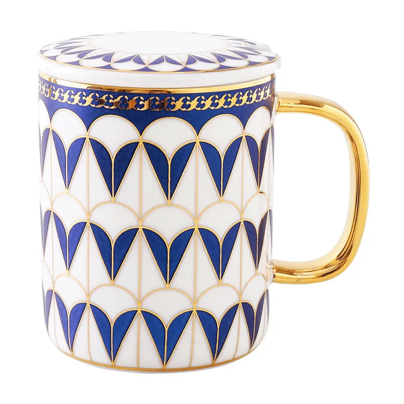 Tasse porcelaine style britannique couvercle cuillère bureau