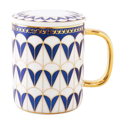 Mug céramique style britannique avec couvercle et cuillère