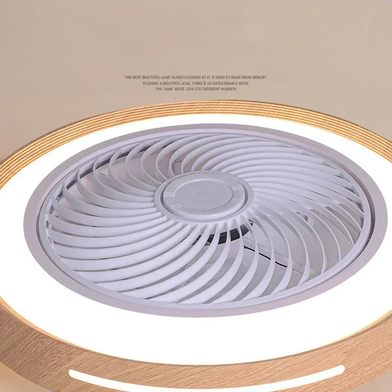 ventilateur électrique moderne en bois avec lumière led à distance - vue 7 sur 7