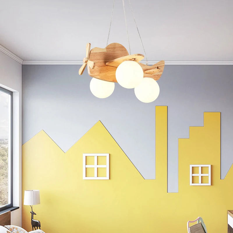 lustre en bois pour chambre d'enfant suspension décorative - vue 5 sur 15