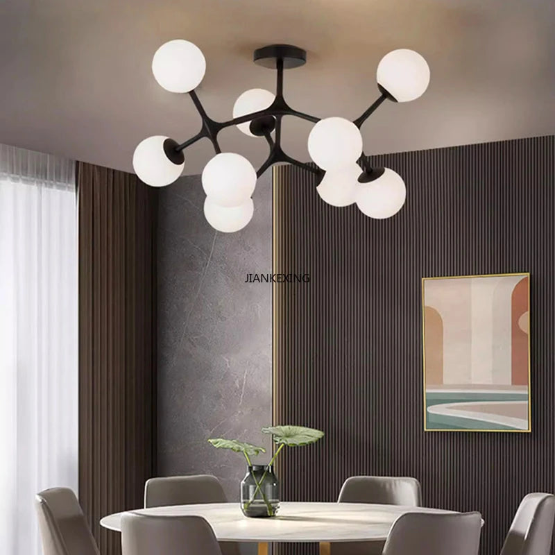 lustre suspension en boule de verre pour décoration maison