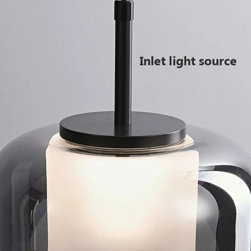 Suspension LED moderne en verre gris fumé à trois têtes - vue 5 sur 11