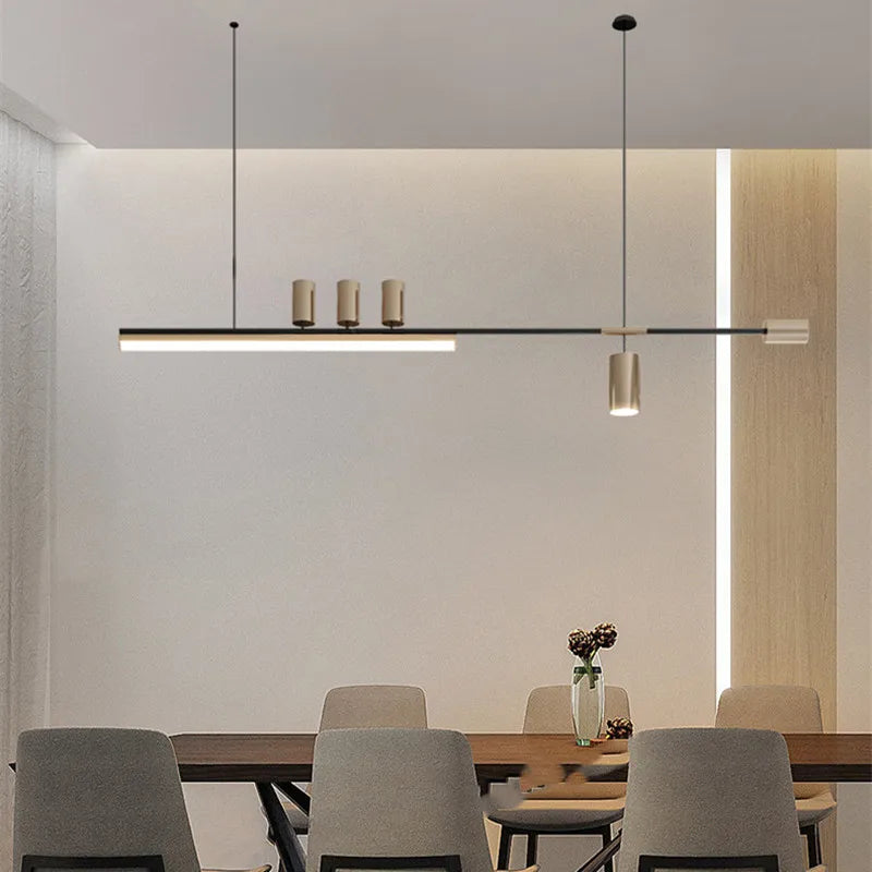 suspension led style nordique longue pour table cuisine bar - vue 4 sur 8