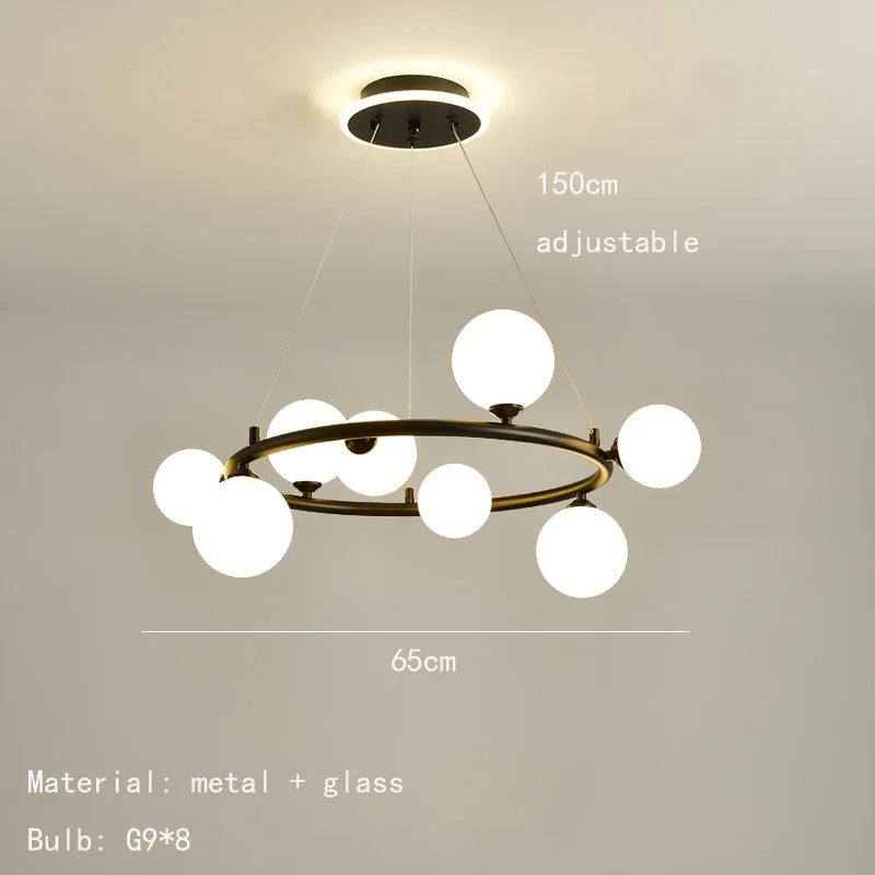 suspension nordique avec boule de verre et anneau mat réglable