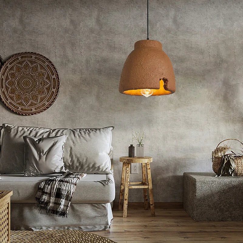 Nordique Wabi Sabi E27 Led lustres salle à manger lampes suspendues Lustre argile suspension lampe décor à la maison Loft luminaires suspendus - vue 6 sur 8