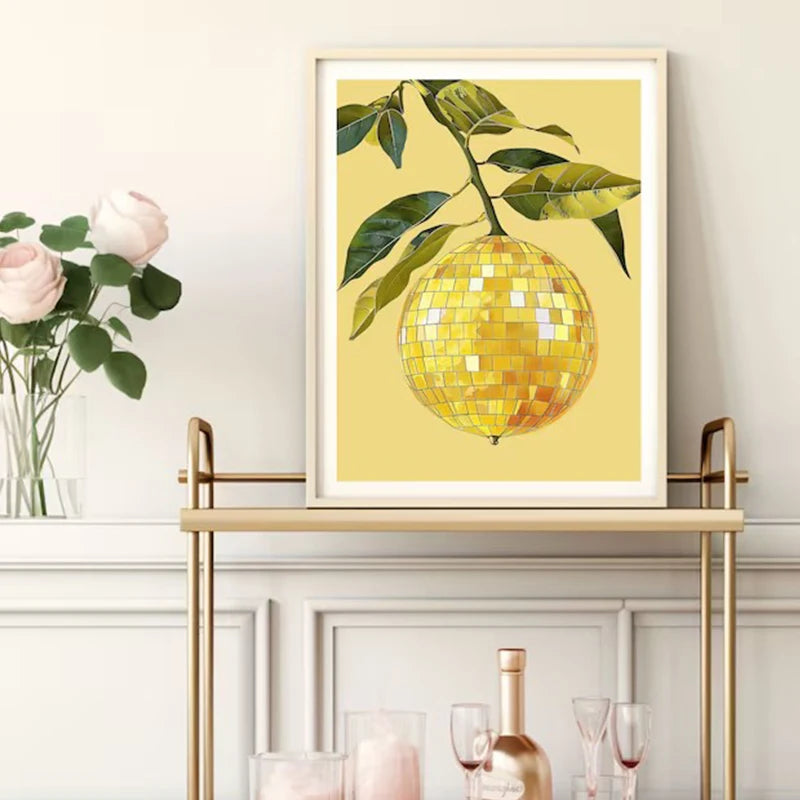 affiche créative de boule disco abstraite rétro pour décoration artistique