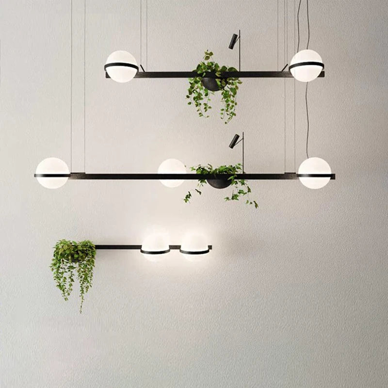 lustre moderne nordique avec pot de fleur led suspendu - vue 3 sur 18