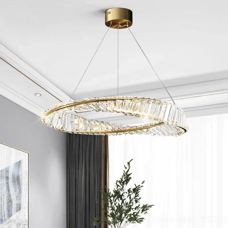 lustre doré de luxe pour salon décor chambre en cristal éclairage en verre argenté