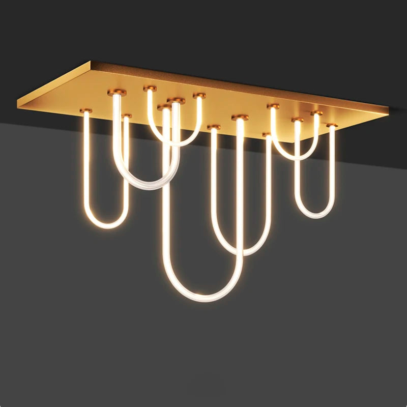 lustre rectangulaire en acier inoxydable à intensité variable - vue 7 sur 11