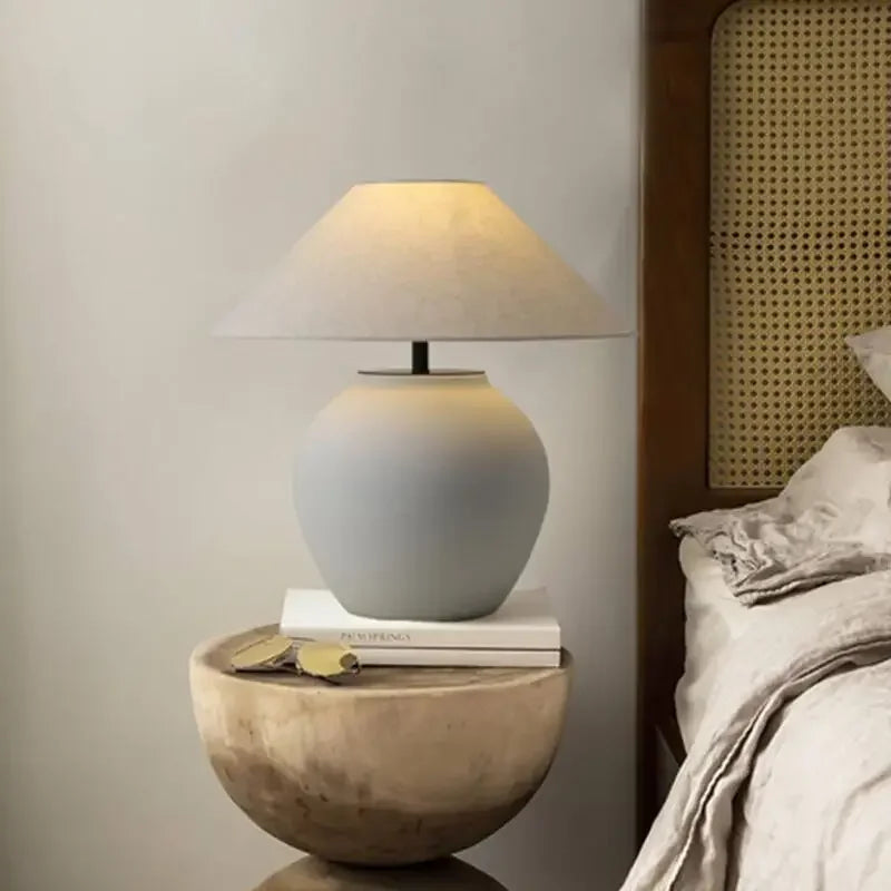 Lampe à poser en céramique style wabi-sabi pour décoration intérieure