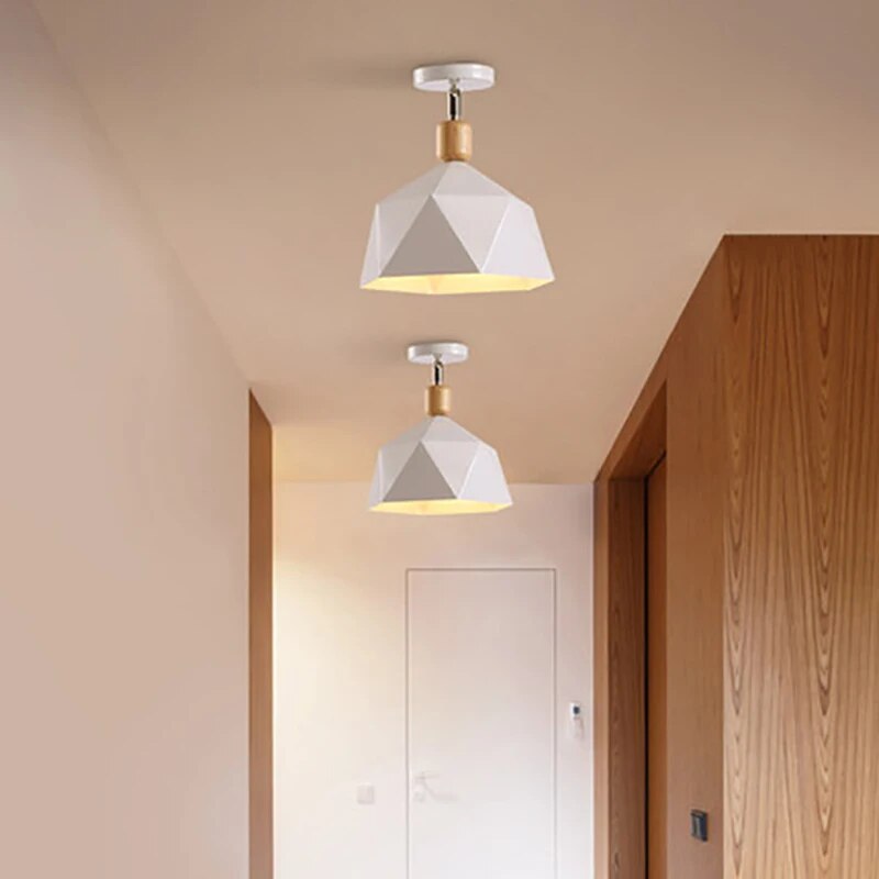plafonnier nordique moderne led bois intérieur décor éclairage - vue 4 sur 9