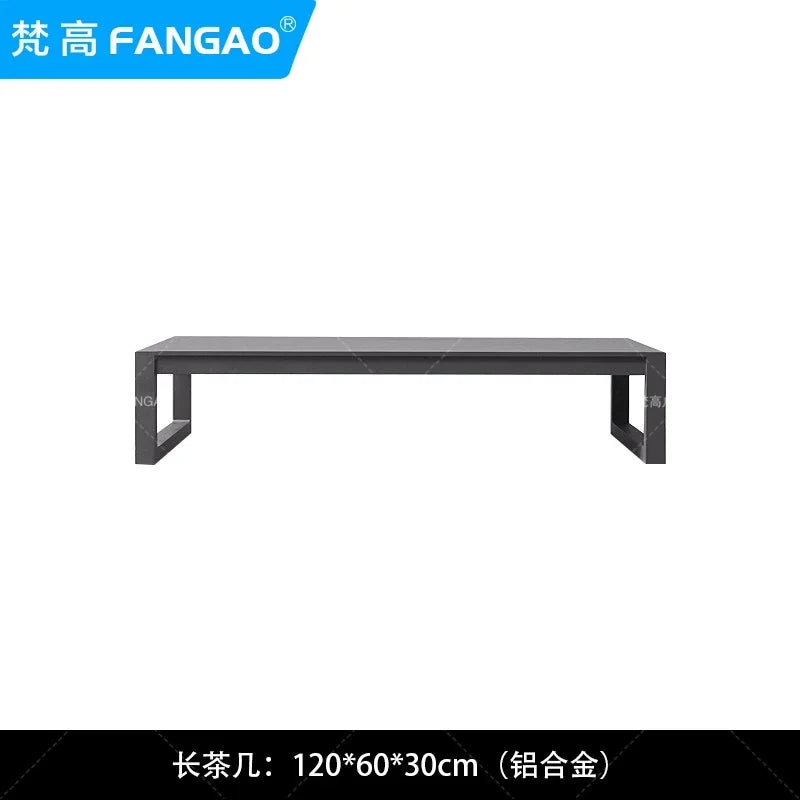 canapé extérieur nordique en acier inoxydable et aluminium