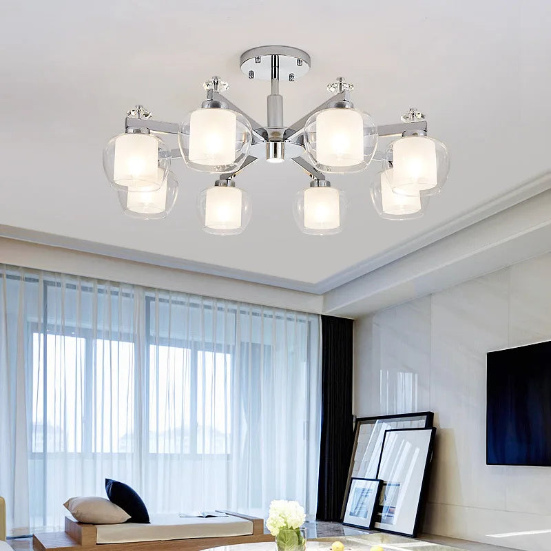 lustre design style fer forgé moderne chromé - vue 3 sur 6