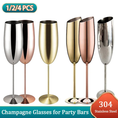 Verre champagne acier inoxydable texturé style bar fête