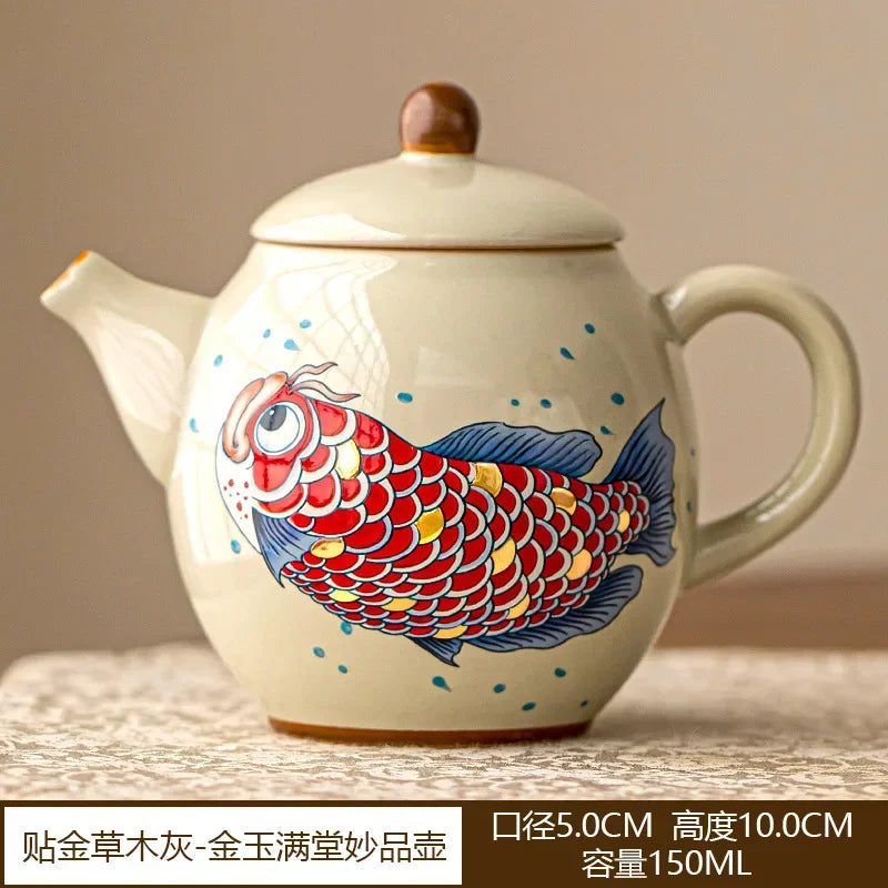 Théière chinoise céramique arowana style retro kung fu - vue 7 sur 7
