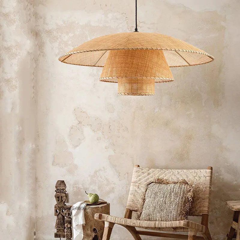 Lampe Vintage en rotin - vue 4 sur 12