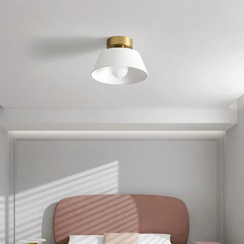 plafonnier led rétro en fer avec abat-jour rond - vue 3 sur 8