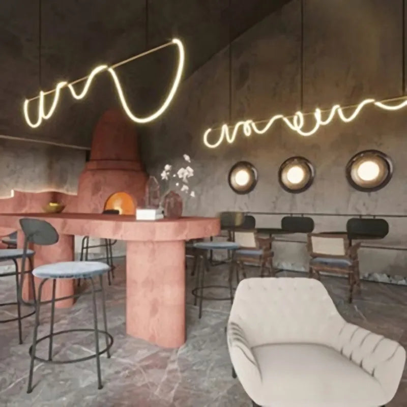 lustre moderne long tuyau led pour décoration maison suspendu