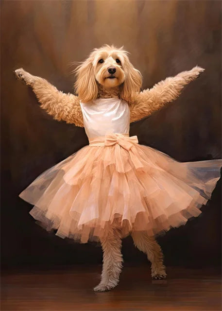 portraits de ballerine de chien art abstrait mural kawaii