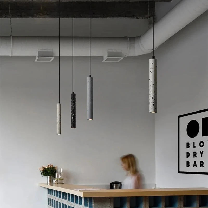 Suspension Terrazzo Bar Ciment Minimaliste Salle à manger Chambre Chevet Longue Bande Style Industriel Lampes À Tête Unique - vue 10 sur 9