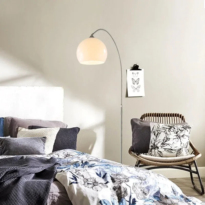 lampadaire incurvé nordique créatif en acier inoxydable pour intérieur - vue 6 sur 8