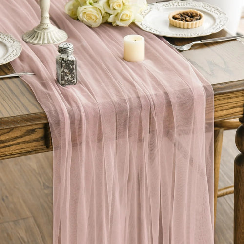 Chemin de table gaze transparente décoration mariage fête élégante