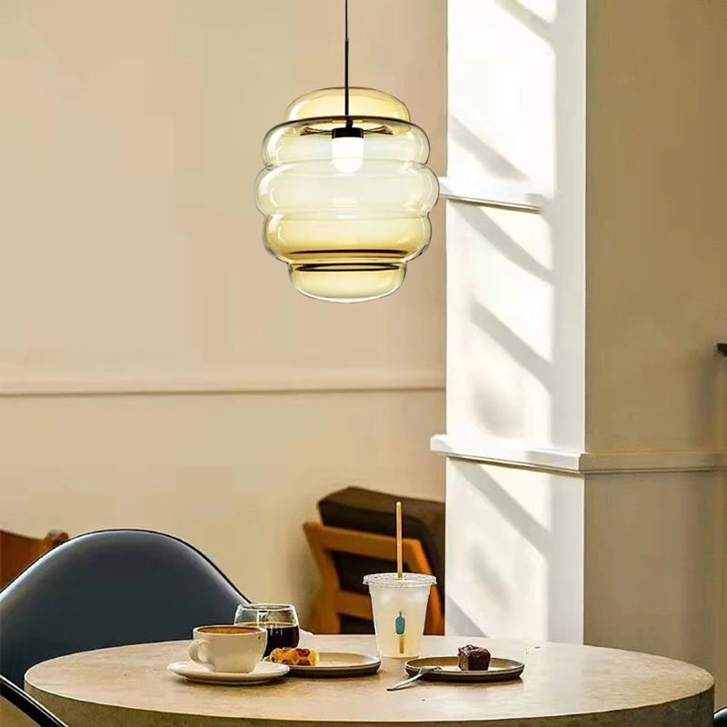 suspension en verre transparent pour restaurant avec fil réglable
