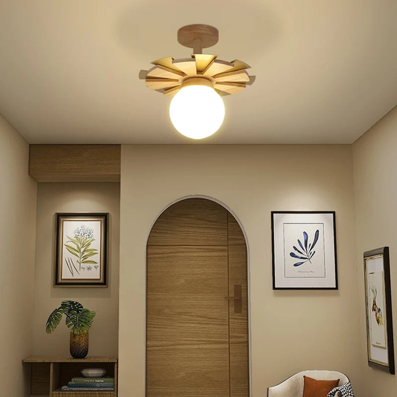Applique murale suspendue en bois nordique avec bras oscillant applique murale LED pour chevet salon étude couloir abat-jour en verre blanc laiteux - vue 5 sur 7