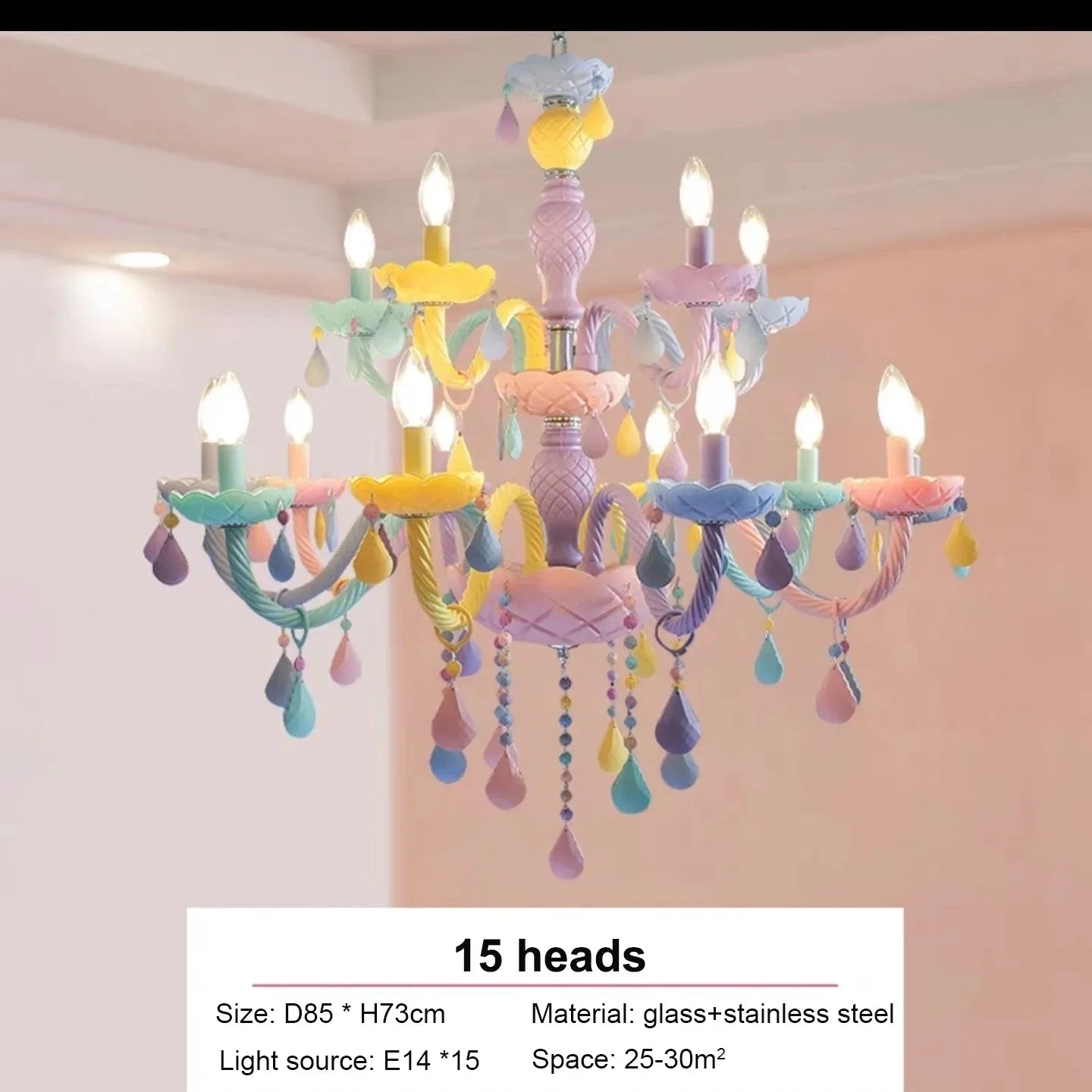 lustre arc-en-ciel en cristal design kawaii pour décoration chambre enfant - vue 13 sur 18