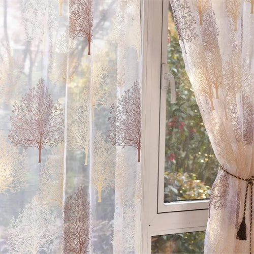 Voilage à motifs feuilles moderne pour salon chambre