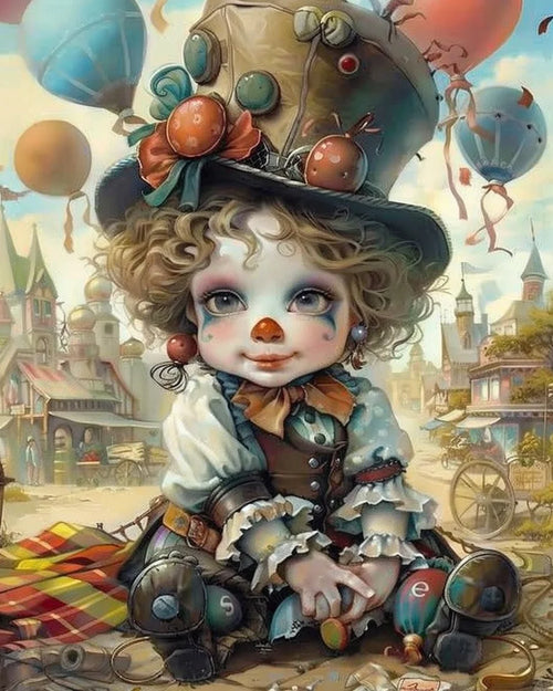 kit peinture acrylique clown drôle à numéros pour enfants décoration artisanale