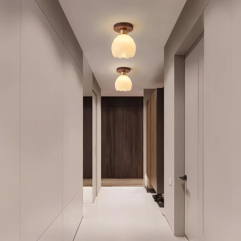 Walnut Wood Art Resin, Wabi-sabi Modern Vintage style, Ceiling Light for Corridor, Aisle balcony, Entrance Hall