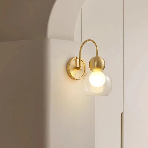 Applique murale moderne en verre et cuivre pour foyer