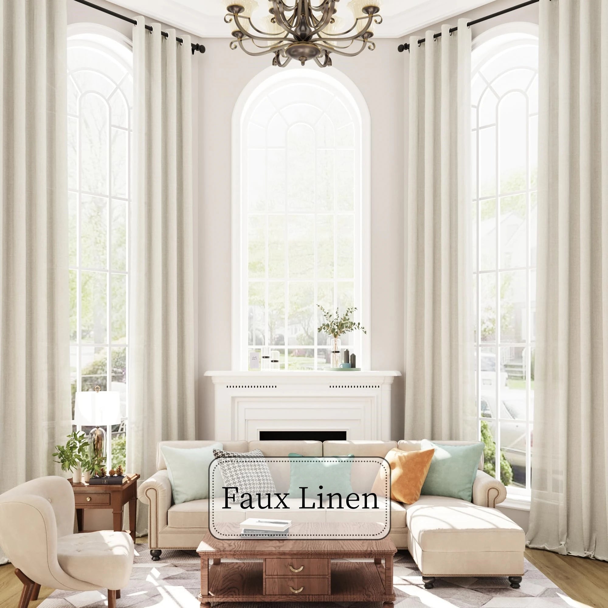 Voilage imitation lin extra long style moderne - vue 3 sur 6