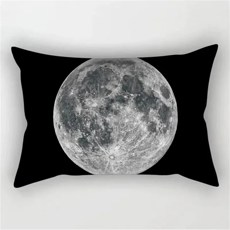 housse de coussin géométrique marbré noir et blanc 30x50 cm