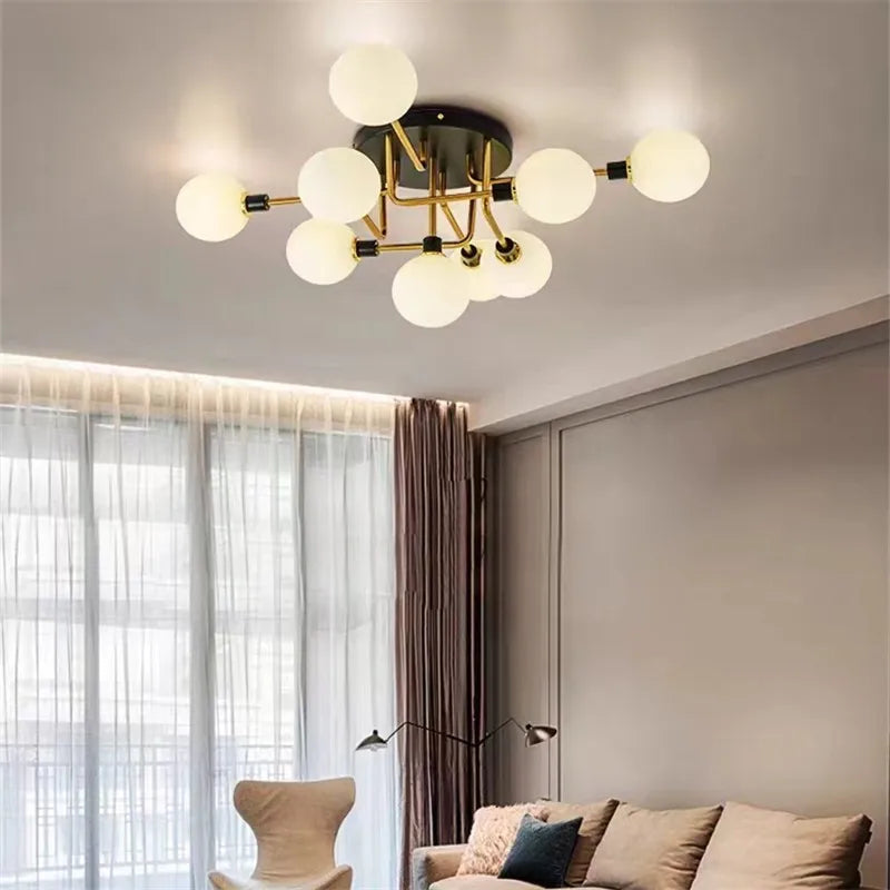 Plafonnier en verre nordique G9 LED lumière industrielle en métal pour chambre salon salle à manger étude maison intérieur loft lumière - vue 5 sur 18