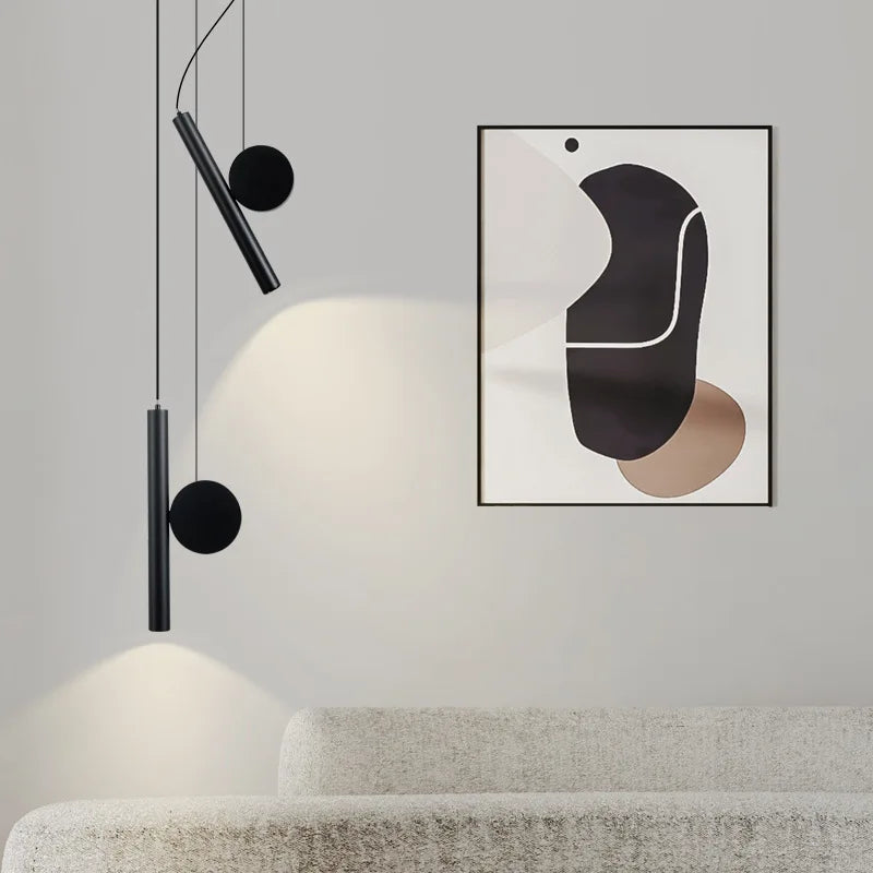 lampe suspension led blanc noir réglable - vue 6 sur 7