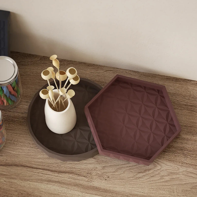 plateau en béton pour rangement et décoration artisanale sous-verre