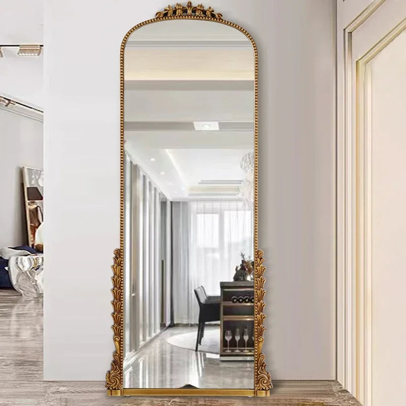 miroir mural doré encadré en pu français pleine longueur - vue 3 sur 7
