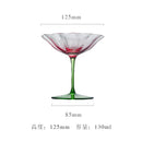 Verres à vin rétro cristal motif floral rayures
