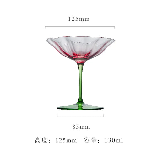 Verres à vin rétro cristal motif floral rayures