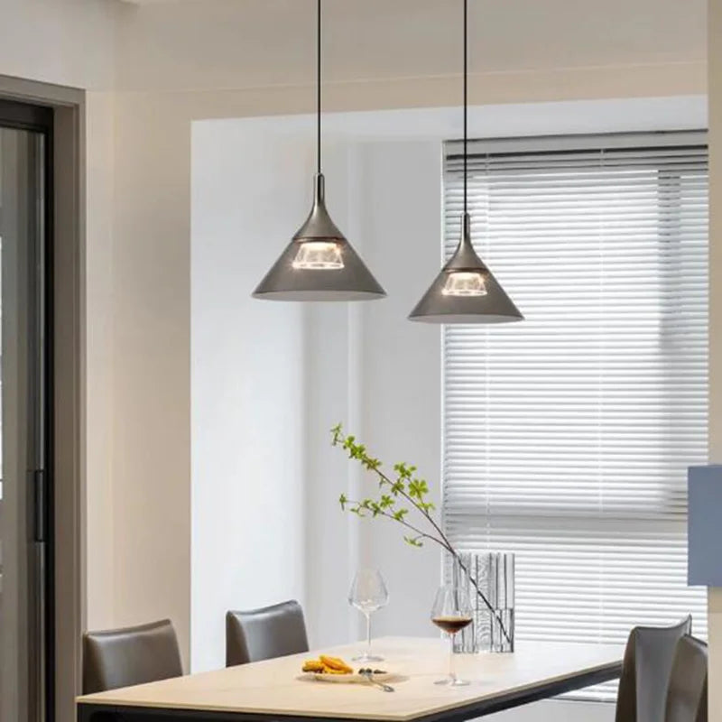 Plafonnier LED suspendu en aluminium et verre - vue 3 sur 10