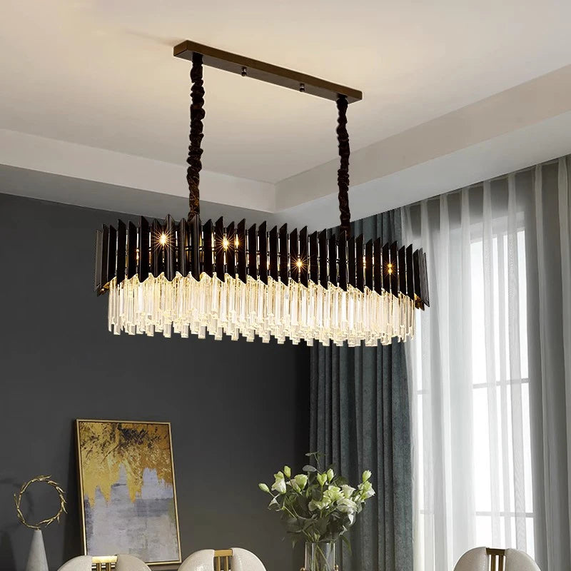 plafonnier led ovales en cristal à intensité variable en or noir - vue 7 sur 14